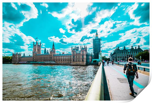 Westminster Bridge, Big Ben and the Palace of Westminster Print by Hiran Perera