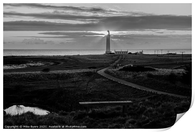 "Radiant Dawn at Barns Ness Lighthouse" Print by Mike Byers