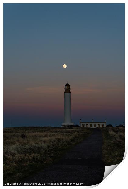 "Luminous Glory: Full Moon Illuminates Barns Ness  Print by Mike Byers