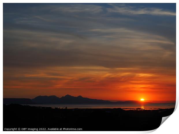 Isle of Rum Sunset From Arisaig Last Glimpse Print by OBT imaging