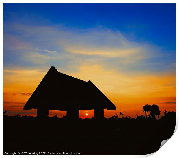 Sunset Birdhouse Silhouette Sleepover Print by OBT imaging
