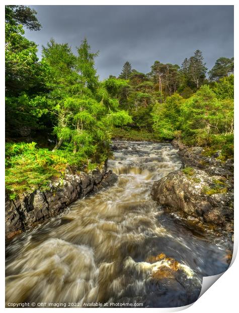 River Inver Peat Spate Nr Lochinver Assynt Scottish Highlands Print by OBT imaging