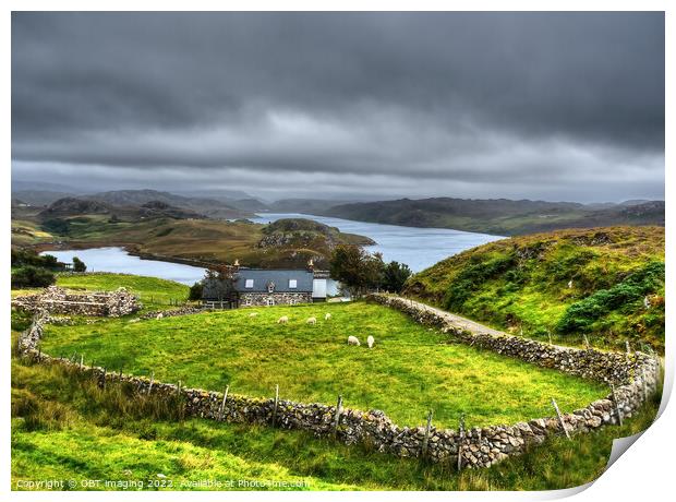 Iconic Croft At Badcall Loch Inchard Sutherland Sc Print by OBT imaging