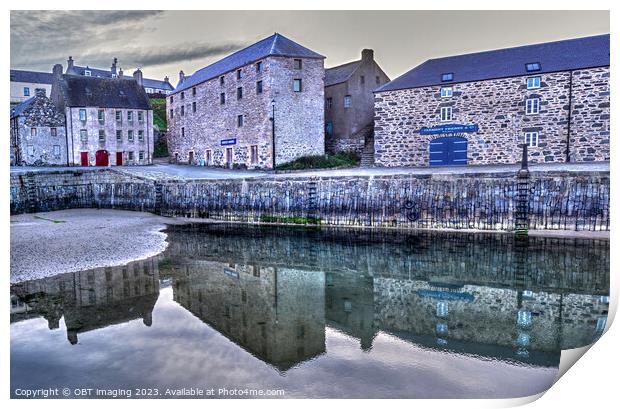 Portsoy Village 17thCentury Harbour Building Reflection Aberdeenshire Scotland  Print by OBT imaging
