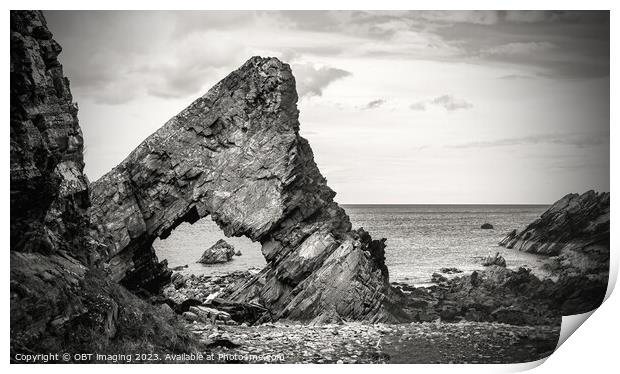 Needle Eye Rock Arch Tarlair MacDuff Aberdeenshire Print by OBT imaging