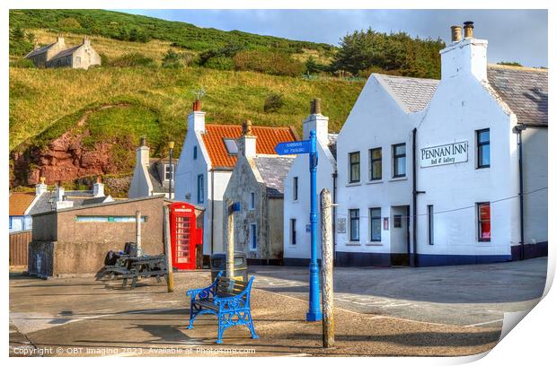 Pennan Inn & Telephone Box Pennan Fishing Village Aberdeenshire Scotland  Print by OBT imaging