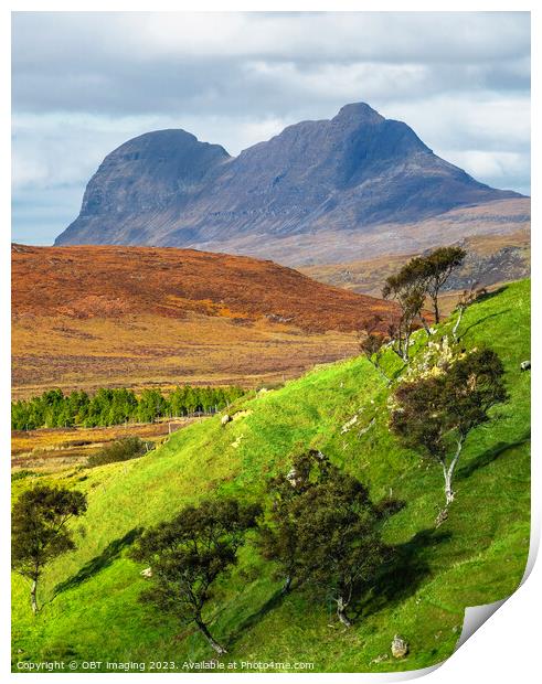 Suliven Mountain Assynt From Inchnadamph Scotland Print by OBT imaging