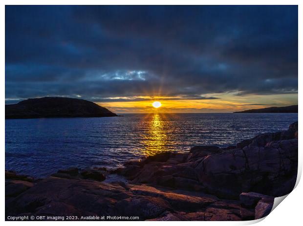 Achmelvich Bay Beach Sunset Hues Assynt Highland Scotland Print by OBT imaging