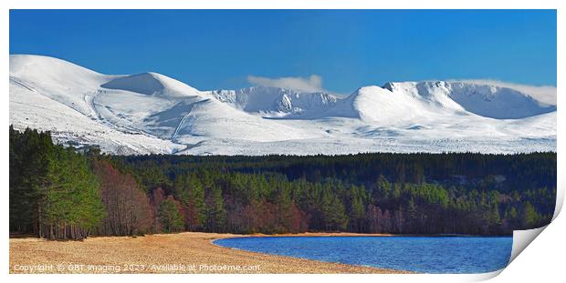 Loch Morlich & Cairngorm Mountains National Park Glenmore Skiing Scottish Highlands Print by OBT imaging