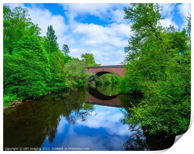 Queen Margaret Bridge 1926 Queen Margaret Drive & River Kelvin Reflections Glasgow Print by OBT imaging