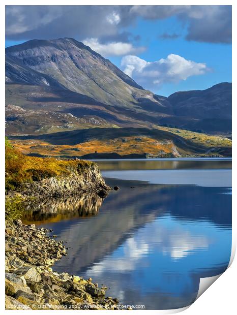 Ben More Loch Assynt Reflections North West Scotland Lochinver Road Light Print by OBT imaging