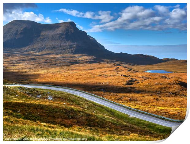 Quinag Sail Gharbh Mountain Assynt Scotland Road To Durness NC500 Route Print by OBT imaging