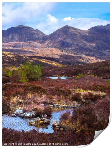 Quinag Mountain Assynt Fishing Scottish Highlands Print by OBT imaging