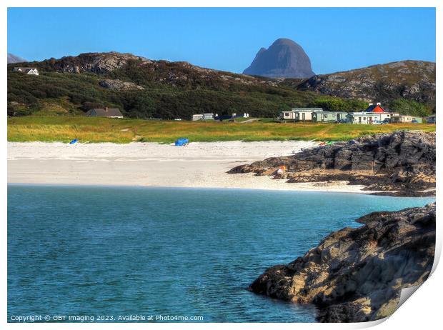  Achmelvich Beach, Hillhead Caravan Park & Suliven Mountain Assynt Highland Scotland Print by OBT imaging