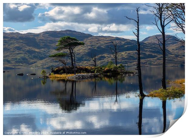 Assynt Loch & Tree Reflections Scottish Highlands  Print by OBT imaging