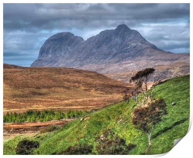 Suliven From Inchnadamph Late Autumn Scotland  Print by OBT imaging