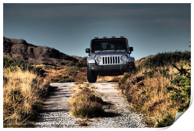 Jeep Wrangler Country Road Trip Scotland Print by OBT imaging