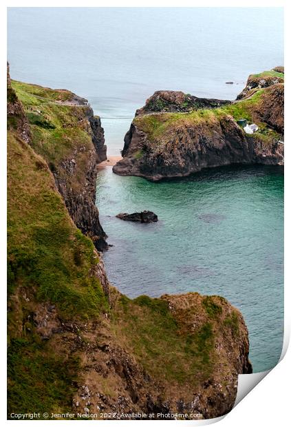 Carrick a Rede Rope Bridge Northern Ireland  Print by Jennifer Nelson