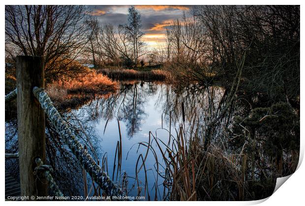 Reflections at Oxford Island Nature Reserve  Print by Jennifer Nelson