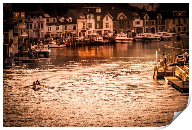 Looe Evening Rowers Print by Lee Kershaw