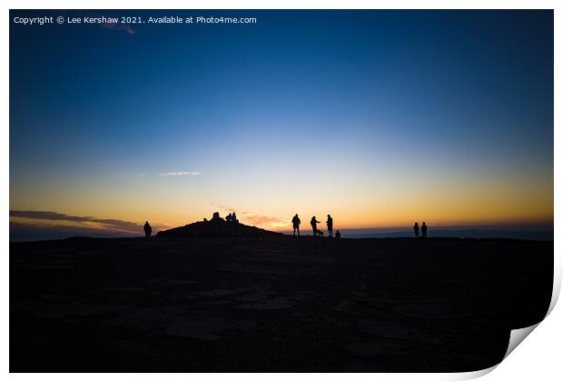 Waiting for the Sunrise atop Pen y Fan Print by Lee Kershaw