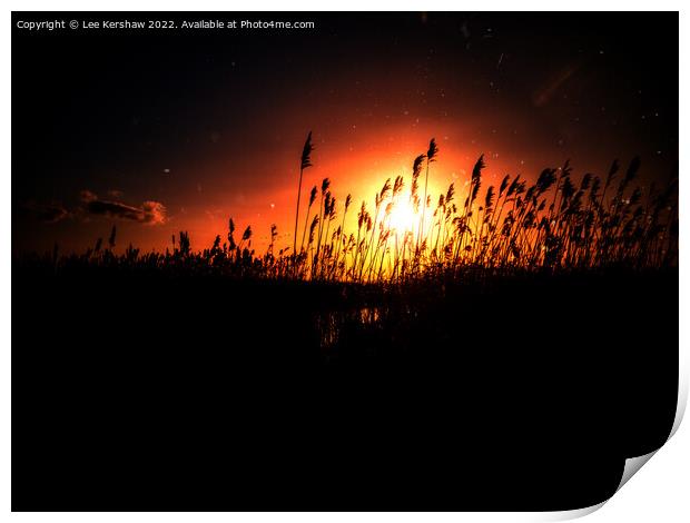 Burning Sunset (Newport Seawall) Print by Lee Kershaw