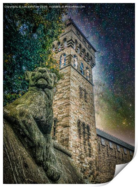 A Stone Statue Guards Cardiff Castle Print by Lee Kershaw