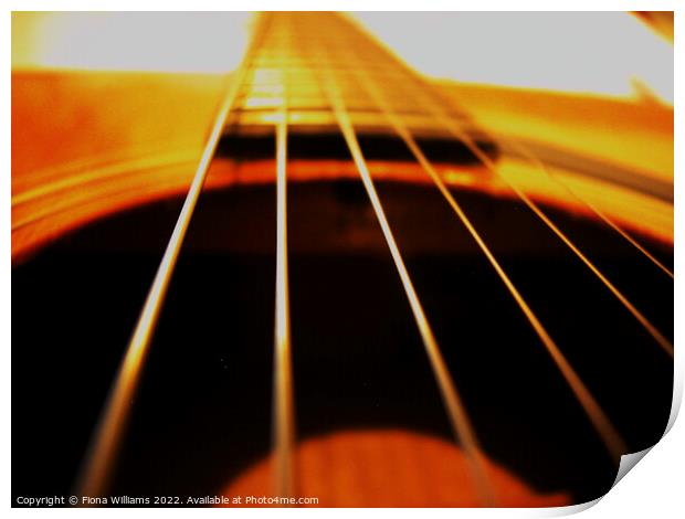 Acoustic guitar hollow and strings Print by Fiona Williams