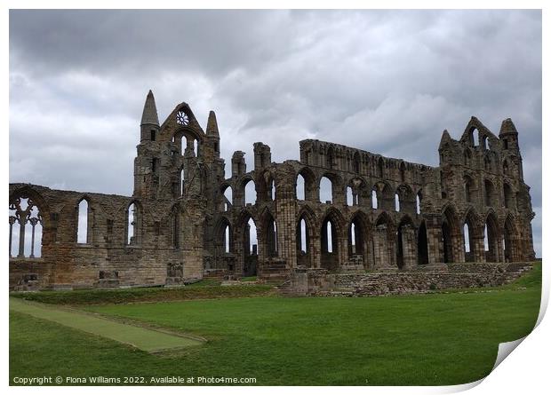 Whitby Abbey ruins Print by Fiona Williams