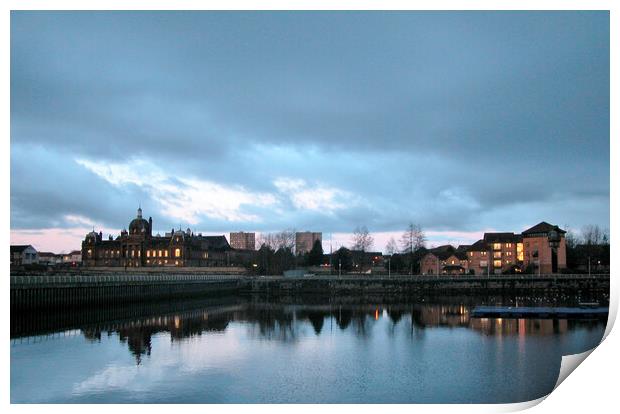 Sunrise over Govan in Glasgow Print by Fiona Williams