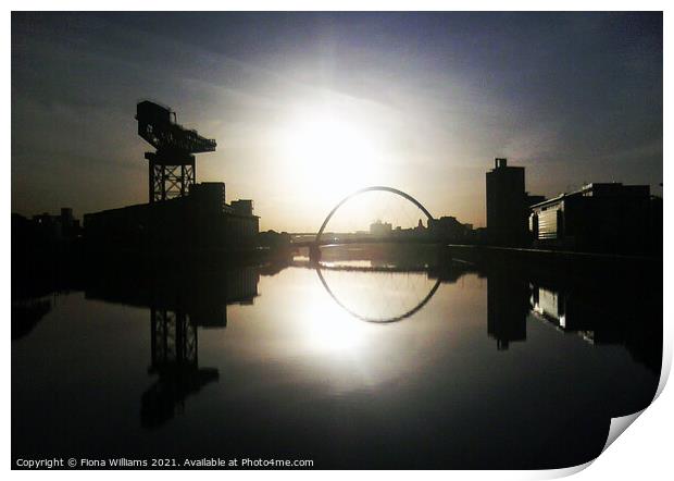 Glasgow Clyde Arc at Sunrise Print by Fiona Williams
