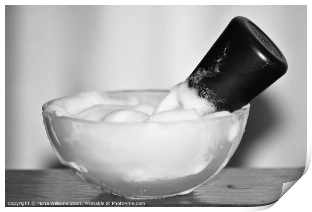 Shaving foam and bowl with brush Print by Fiona Williams