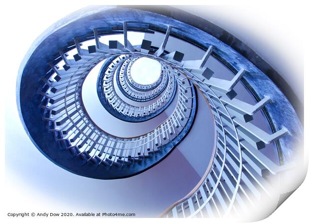 Spiral staircase to the sky Print by Andy Dow