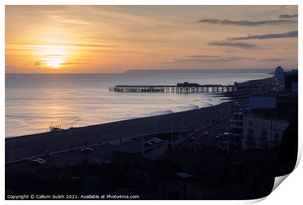 Sunsetting by Hastings Pier Print by Callum Sulsh