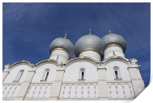 White Church with grey domes Print by Karina Osipova