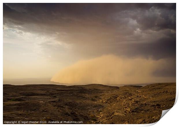 A Mountain View Of A Rolling Sandstorm Print by Nigel Chester