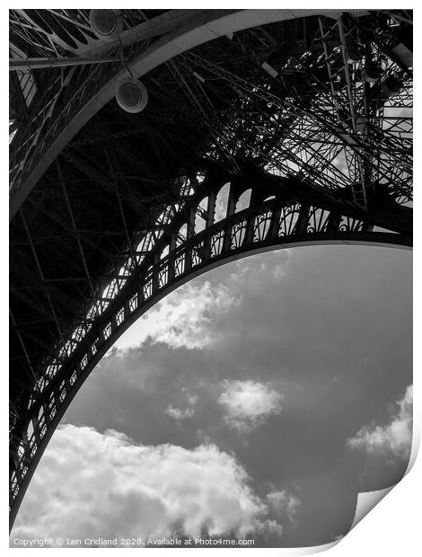 Close up section of the Eiffel Tower. Print by Iain Cridland