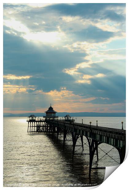 Bristol Pier in Clevedon - sunset  Print by Amy-Rose Carpenter