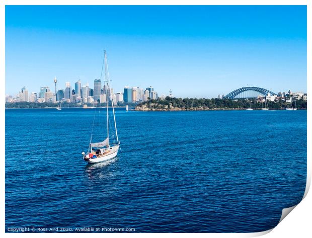 Yacht in Sydney Harbour Print by Ross Aird