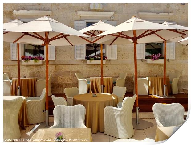 Restaurant Terrace Dubrovnik Print by Sheila Ramsey