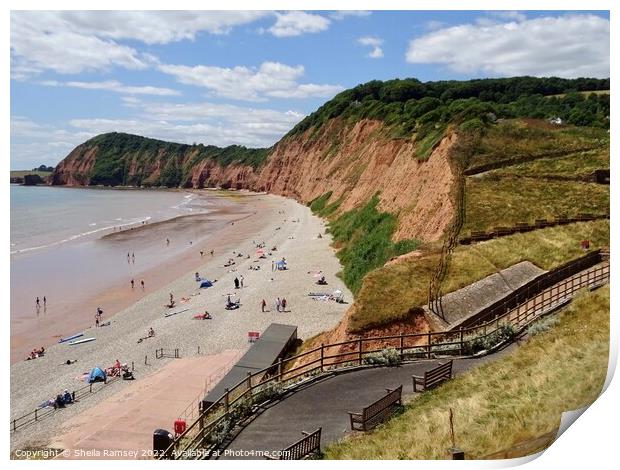 The Beach At Sidmouth Print by Sheila Ramsey