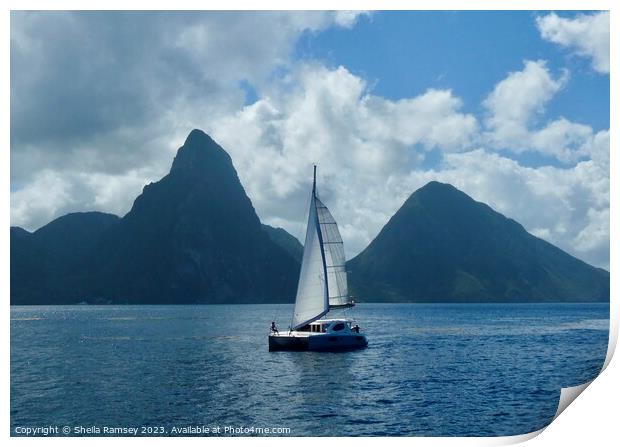 Pitons St Lucia Print by Sheila Ramsey