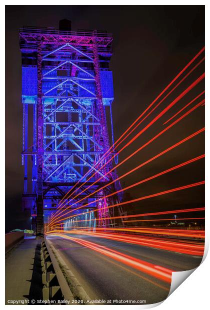 Newport Bridge Light Streaks Print by Stephen Bailey