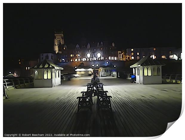 Cromer Pier  Norfolk shot at night  Print by Robert Beecham