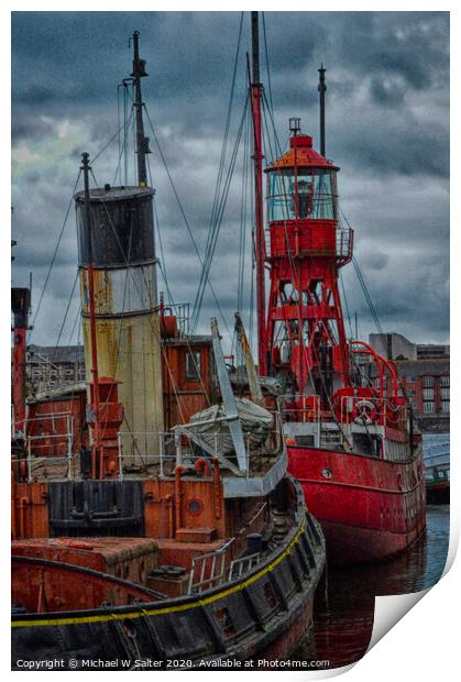 Lightship in dock Print by Michael W Salter
