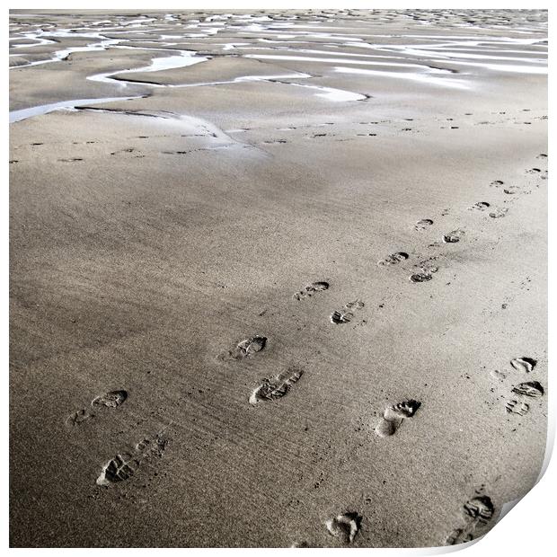 Footsteps in the sand, Salinas, Spain Print by JM Ardevol