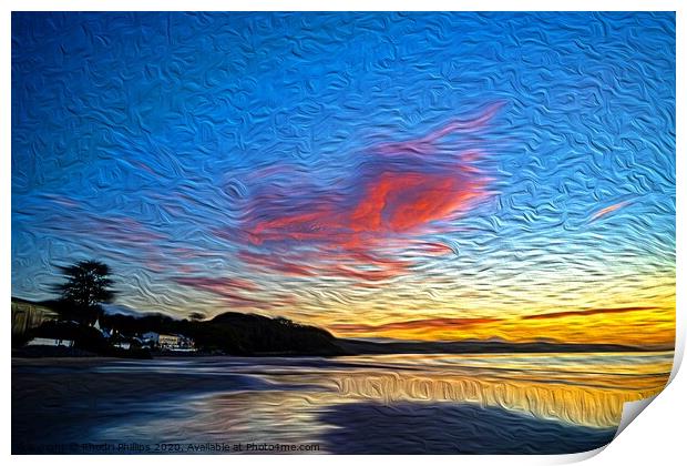 Sunrise over Saundersfoot Print by Rhodri Phillips