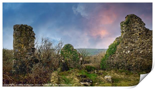 Remains of a Dilapidated Mine, Landscape, Cornwall, England Print by Rika Hodgson
