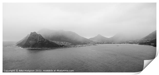 Black & White, rain over Hout Bay, South Africa Print by Rika Hodgson