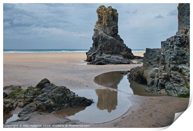 Monolithic Rock, Gwithian Beach, Godrevy, Hayle, C Print by Rika Hodgson
